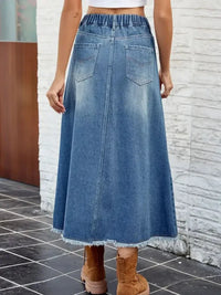 Raw Hem Buttoned Denim Skirt with Pockets - Update AvenueDenim Dresses & SkirtsTrendsi10010065696117910010065696117900cafbe5 - 9fb0 - 40ae - 88e5 - 158a46aec831 - MaxDusty Blue