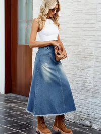 Raw Hem Buttoned Denim Skirt with Pockets - Update AvenueDenim Dresses & SkirtsTrendsi100100656961179100100656961179838ac1ca - 2298 - 4649 - 9dd3 - f9f4b8d8c2ee - MaxDusty Blue