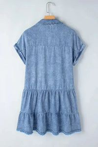 Raw Hem Collared Neck Short Sleeve Denim Dress - Update AvenueDenim Dresses & SkirtsTrendsi1001001083113901001001083113908e11c69d - 5e2c - 4fa6 - 86b1 - ca3c0a55a0ce - MaxMedium