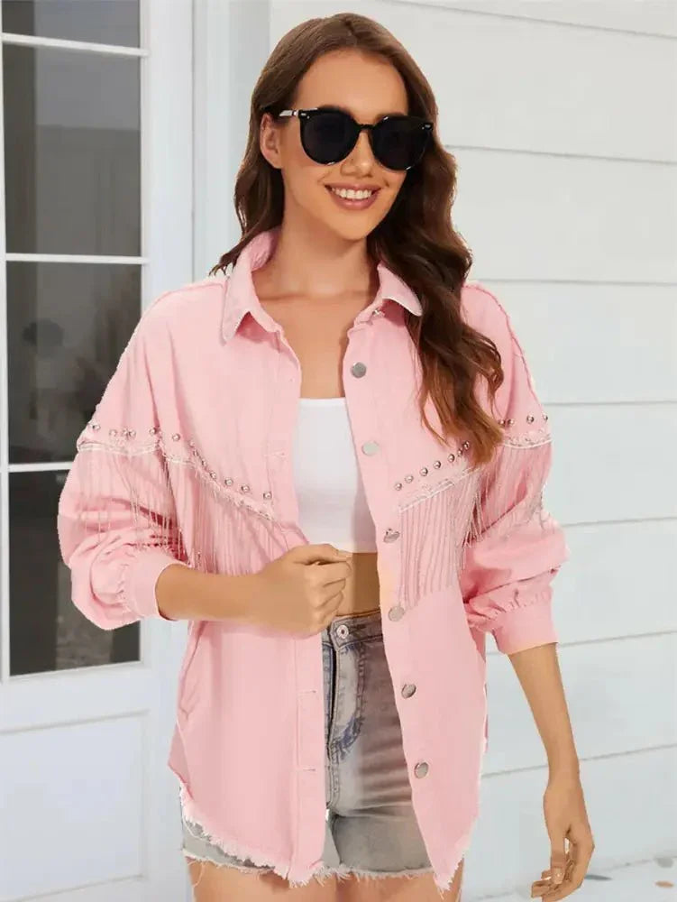 Raw Hem Fringe Detail Denim Jacket - Update AvenueTrendsi100100960983401100100960983401eaa65fa69f9c4d1fbfa336ab9884d4e3 - MaxDusty Pink