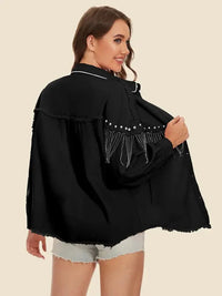 Raw Hem Fringe Detail Denim Jacket - Update AvenueTrendsi1001009609842671001009609842679d6e64ca9f4b474dba255b80b82cfb5e - MaxBlack