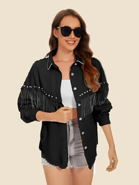 Raw Hem Fringe Detail Denim Jacket - Update AvenueTrendsi100100960984267100100960984267e015ed51573c4dcbb18e51bad368ce54 - MaxBlack