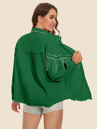Raw Hem Fringe Detail Denim Jacket - Update AvenueTrendsi100100960986500100100960986500e33cba866f49491dbc234f60c8445ab5 - MaxDark Green