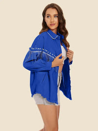 Raw Hem Fringe Detail Denim Jacket - Update AvenueTrendsi10010096098958910010096098958959b9e3e87fda4819a8a9c2d4b035b063 - MaxRoyal Blue