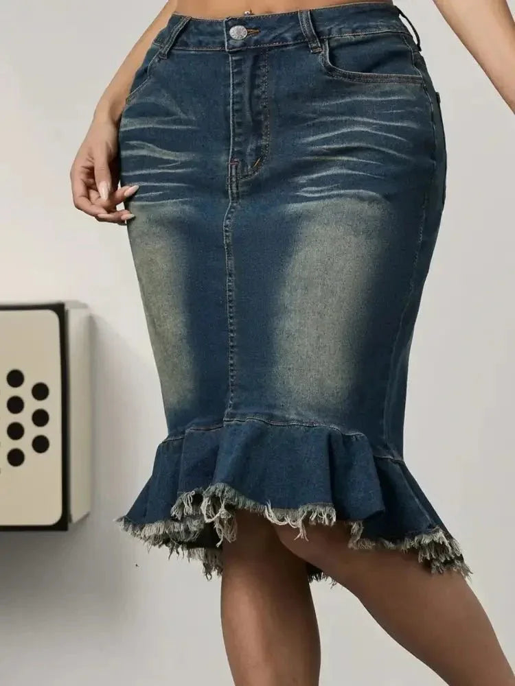 Raw Hem Mermaid Denim Skirt - Update AvenueDenim Dresses & SkirtsTrendsi100100783506418100100783506418857edbc5 - 550f - 4d5b - 8537 - 59186d546986 - Max - OriginBlue