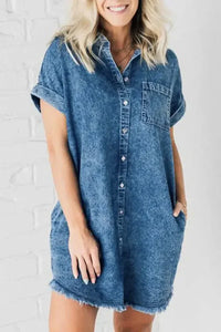 Raw Hem Pocketed Cap Sleeve Denim Dress - Update AvenueDenim Dresses & SkirtsTrendsi10010022082142910010022082142911407286 - 8f3f - 40ea - 8aa8 - 0e6314d8d83a - MaxMedium