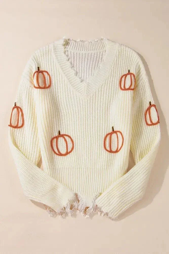 Raw Hem Pumpkin V - Neck Long Sleeve Sweater - Update AvenueHalloweenTrendsi100100867291948100100867291948572d6ecb - 33a0 - 483a - b288 - 1f78398260e2 - MaxBeige