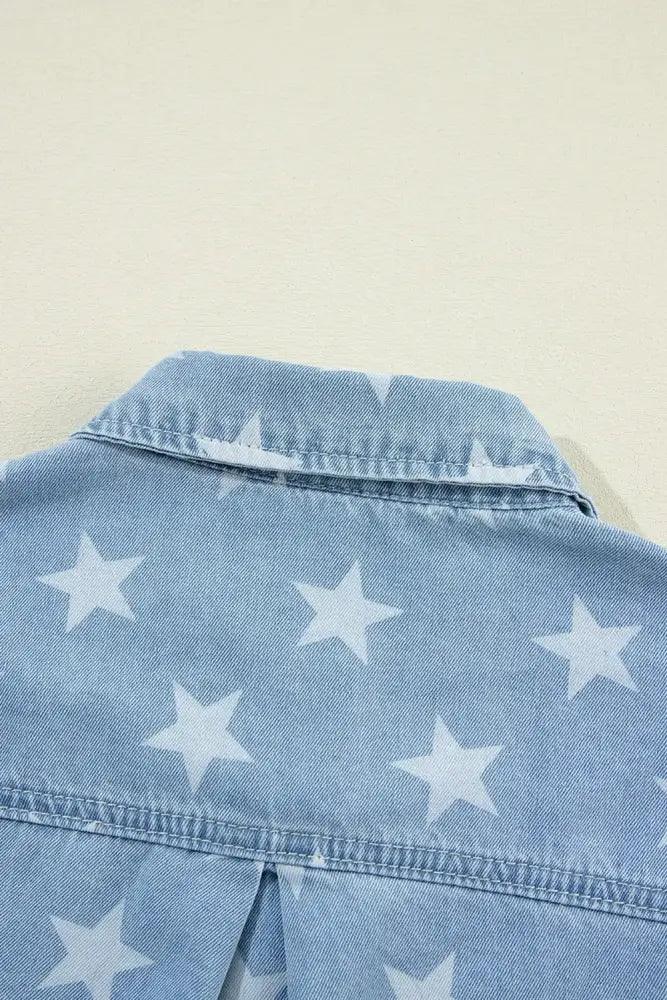 Raw Hem Star Collared Neck Denim Top - Update AvenueHonor the Stars and StripesTrendsi1001004530125121001004530125125c7dba69de1849399a6b8abbe3310995 - MaxMedium
