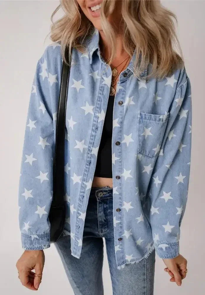 Raw Hem Star Collared Neck Denim Top - Update AvenueHonor the Stars and StripesTrendsi100100453012512100100453012512d64b2743 - f5c1 - 442f - 9105 - c7eed77b97e5 - MaxMedium