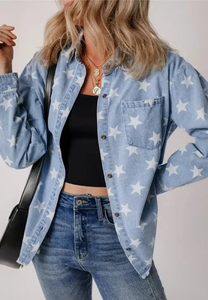 Raw Hem Star Collared Neck Denim Top - Update AvenueHonor the Stars and StripesTrendsi100100453012512100100453012512f8e8fd17 - 560d - 441c - ae93 - 204924f9a147 - MaxMedium