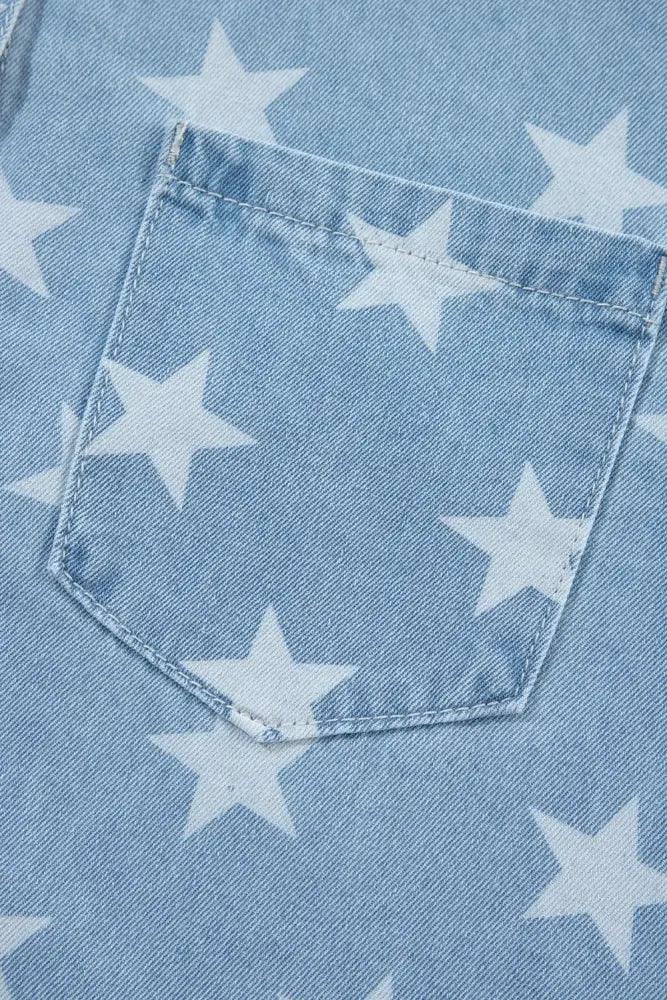 Raw Hem Star Collared Neck Denim Top - Update AvenueHonor the Stars and StripesTrendsi10010045301251210010045301251210d45bbe1d7d4fdf87ba221894722b77 - MaxMedium