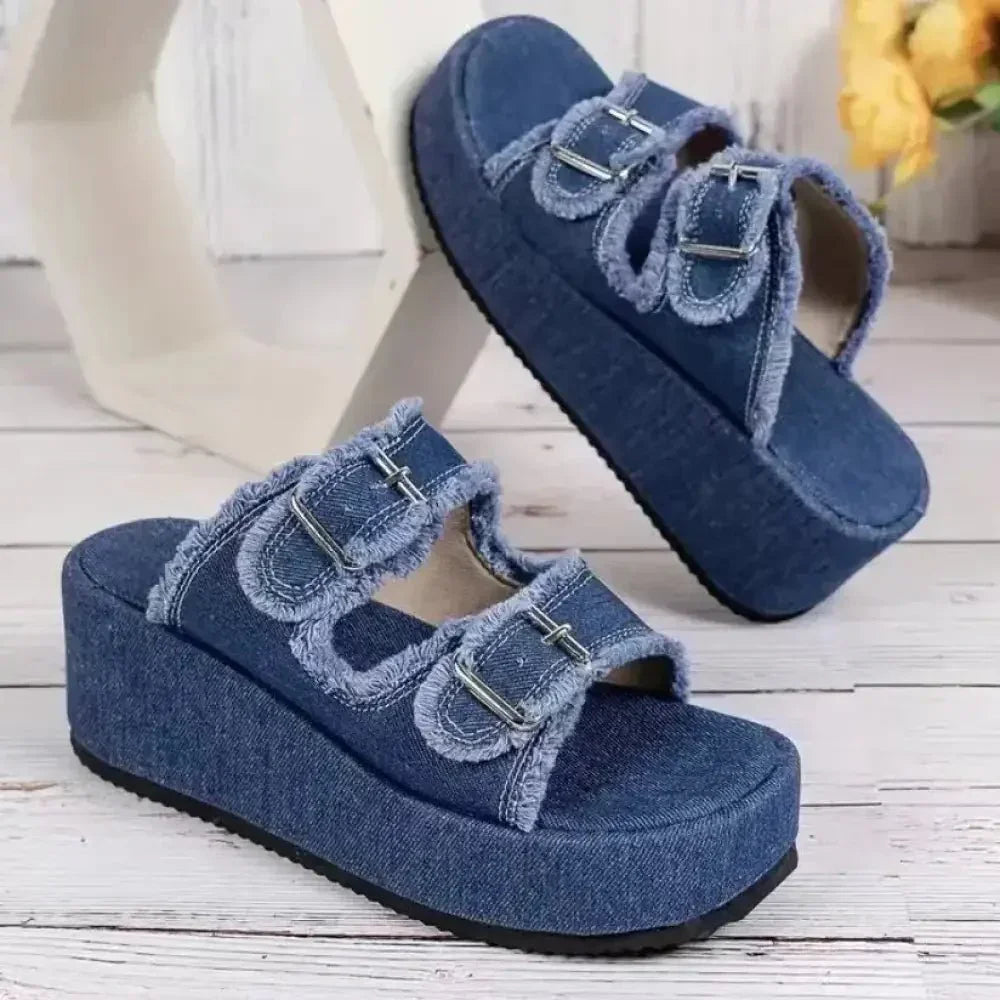 Raw Hem Wedge Buckle Sandals - Update AvenueFestival VibesTrendsi100600007801734100600007801734a7c02fcd - b21c - 491e - bf18 - 85bae4193d7f - MaxPeacock Blue
