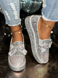 Rhinestone Bow Round Toe Slip - Ons - Update AvenueTrendsi100600541616011100600541616011Rhinestone Bow Round Toe Slip - OnsGold