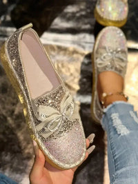 Rhinestone Bow Round Toe Slip - Ons - Update AvenueTrendsi100600541616011100600541616011Rhinestone Bow Round Toe Slip - OnsGold