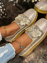 Rhinestone Bow Round Toe Slip - Ons - Update AvenueTrendsi100600541616011100600541616011Rhinestone Bow Round Toe Slip - OnsGold