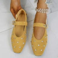 Rhinestone Buckle Flat Mary Jane Loafers