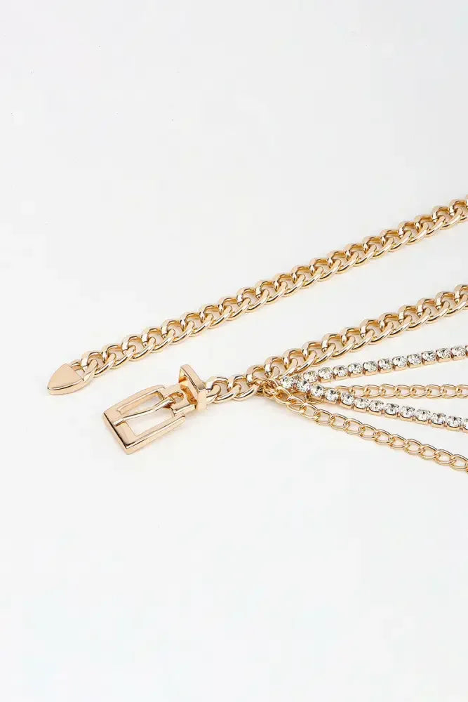 Rhinestone Decor Metal Chain Belt