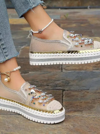 Rhinestone Embellished Platform Loafers