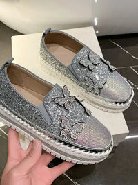 Rhinestone Embellished Platform Slip-Ons