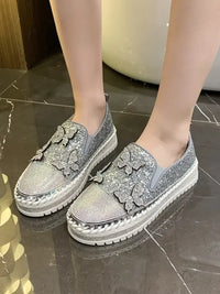 Rhinestone Embellished Platform Slip-Ons