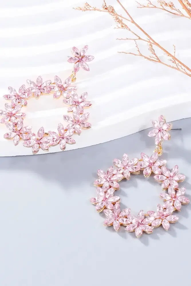 Rhinestone Flower Dangle Earrings