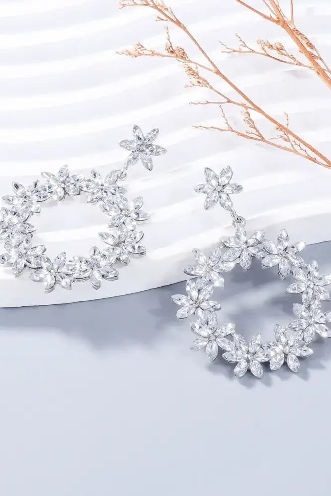 Rhinestone Flower Dangle Earrings