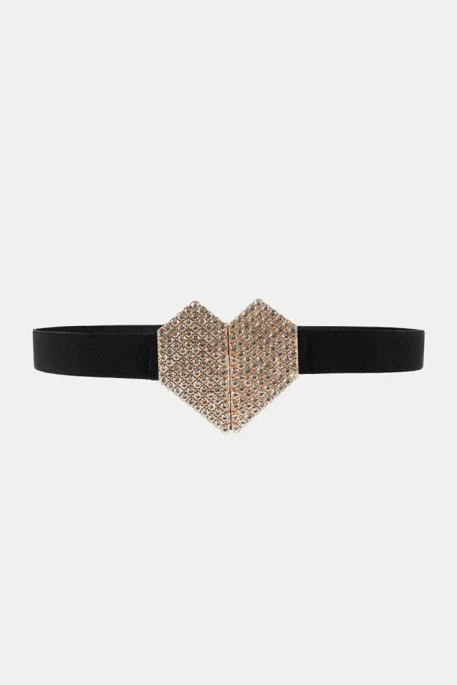 Rhinestone Heart Buckle Elastic Belt - Update AvenueTrendsi101300258873942101300258873942Rhinestone Heart Buckle Elastic BeltBlack