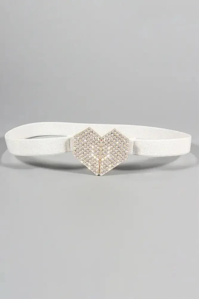Rhinestone Heart Buckle Elastic Belt - Update AvenueTrendsi101300258879545101300258879545Rhinestone Heart Buckle Elastic BeltWhite