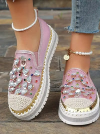 Rhinestone Platform Slip-Ons