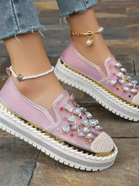 Rhinestone Platform Slip-Ons