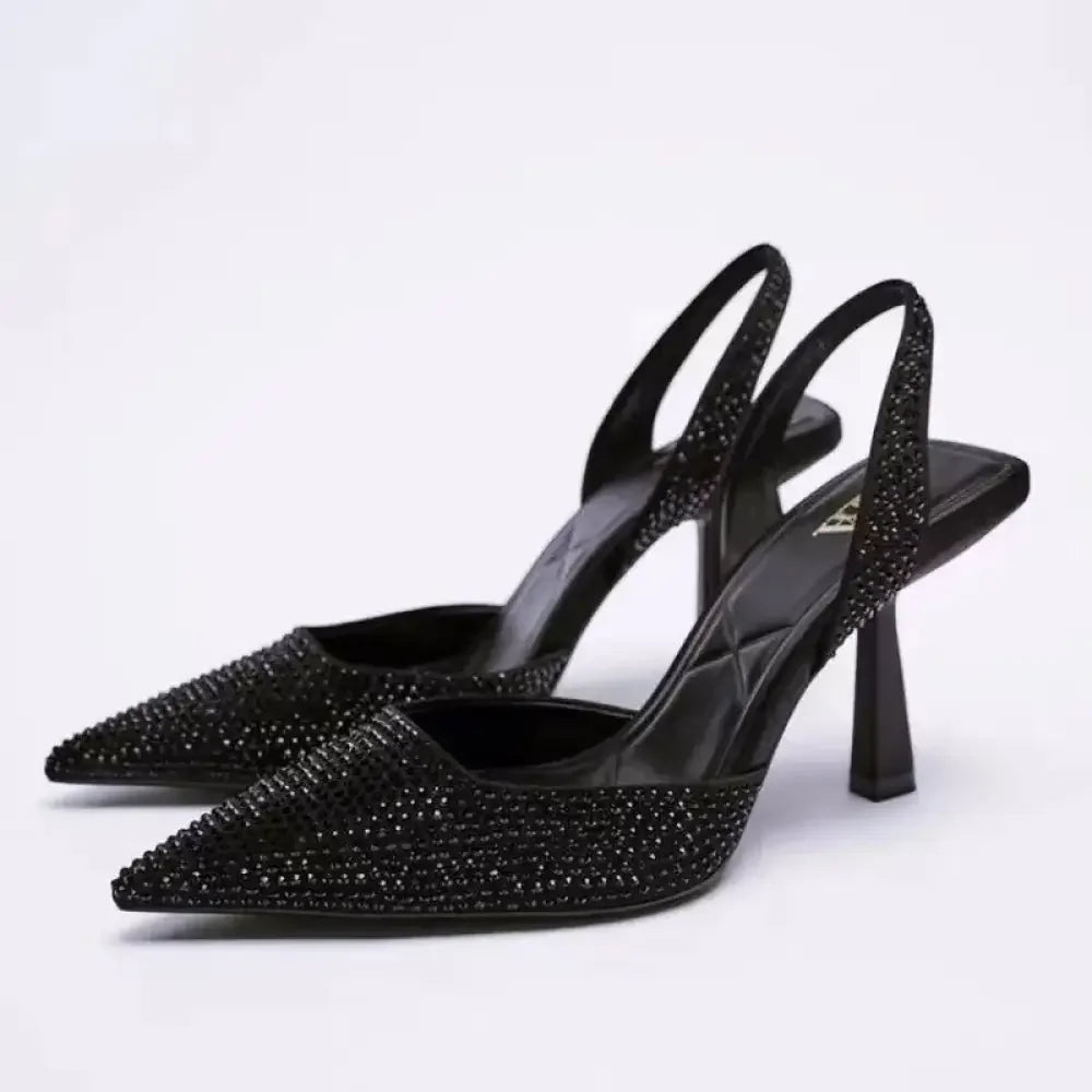 Rhinestone Slingback High Heel Pumps