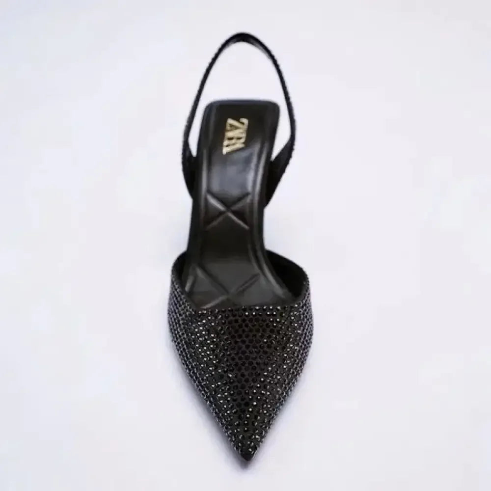 Rhinestone Slingback High Heel Pumps
