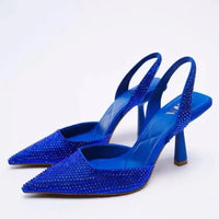 Rhinestone Slingback High Heel Pumps