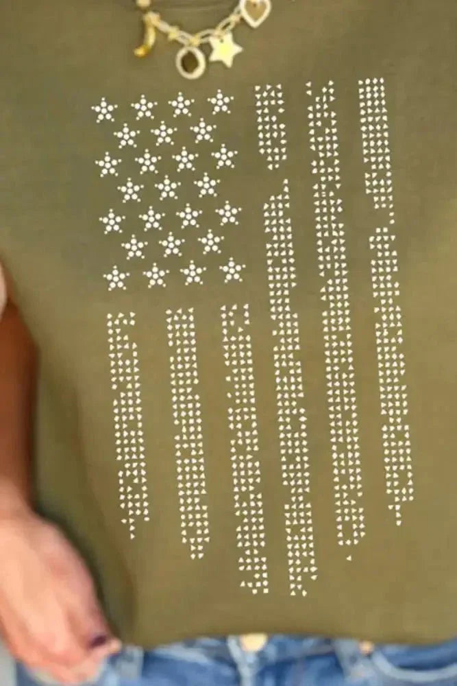 Rhinestone US Flag Round Neck Cap Sleeve T-Shirt - Update AvenueHonor the Stars and StripesTrendsi10010026354183210010026354183280d13304 - 946b - 4566 - b5e8 - 71ca385f8f88 - MaxMatcha Green