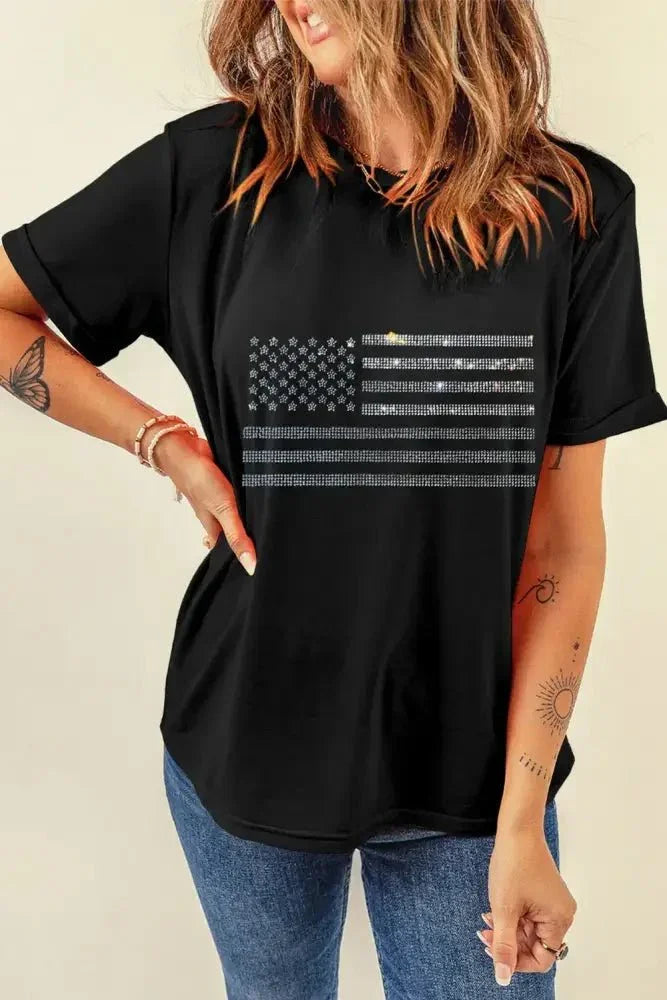 Rhinestone US Flag Round Neck Short Sleeve T-Shirt - Update AvenueHonor the Stars and StripesTrendsi100100932951735100100932951735b3f3d605 - 6ef7 - 4261 - 9fcd - 496f99f5e6d7 - MaxBlack