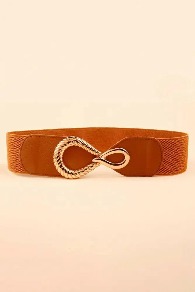 Ribbed Alloy Buckle Elastic Belt - Update AvenueTrendsi100100445630787100100445630787Ribbed Alloy Buckle Elastic BeltCaramel