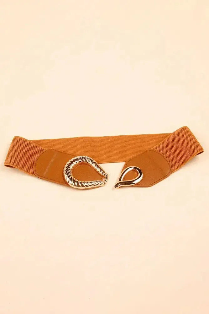 Ribbed Alloy Buckle Elastic Belt - Update AvenueTrendsi100100445630787100100445630787Ribbed Alloy Buckle Elastic BeltCaramel