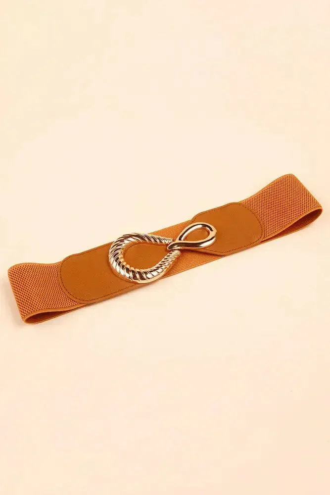 Ribbed Alloy Buckle Elastic Belt - Update AvenueTrendsi100100445630787100100445630787Ribbed Alloy Buckle Elastic BeltCaramel