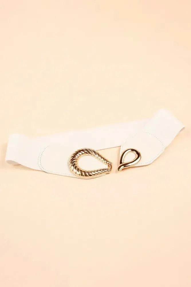 Ribbed Alloy Buckle Elastic Belt - Update AvenueTrendsi100100445632065100100445632065Ribbed Alloy Buckle Elastic BeltWhite