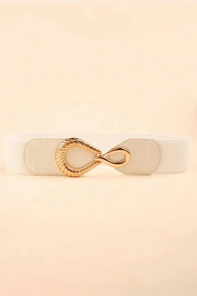 Ribbed Alloy Buckle Elastic Belt - Update AvenueTrendsi100100445632065100100445632065Ribbed Alloy Buckle Elastic BeltWhite