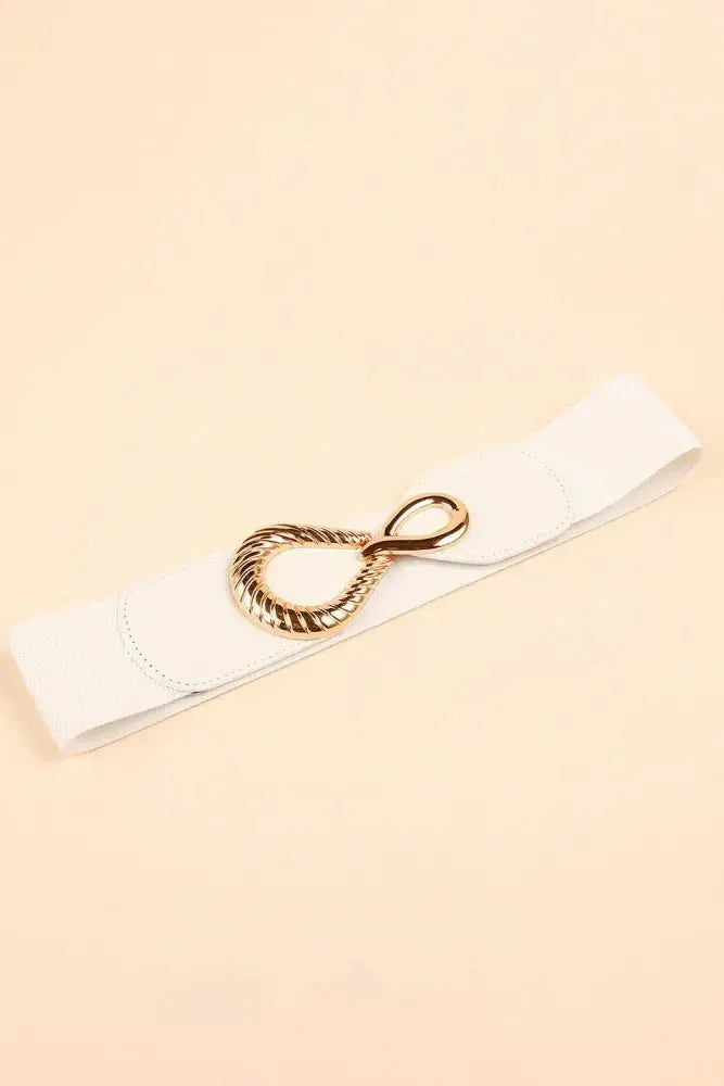 Ribbed Alloy Buckle Elastic Belt - Update AvenueTrendsi100100445632065100100445632065Ribbed Alloy Buckle Elastic BeltWhite