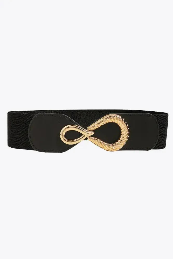 Ribbed Alloy Buckle Elastic Belt - Update AvenueTrendsi100100445638139100100445638139Ribbed Alloy Buckle Elastic BeltBlack