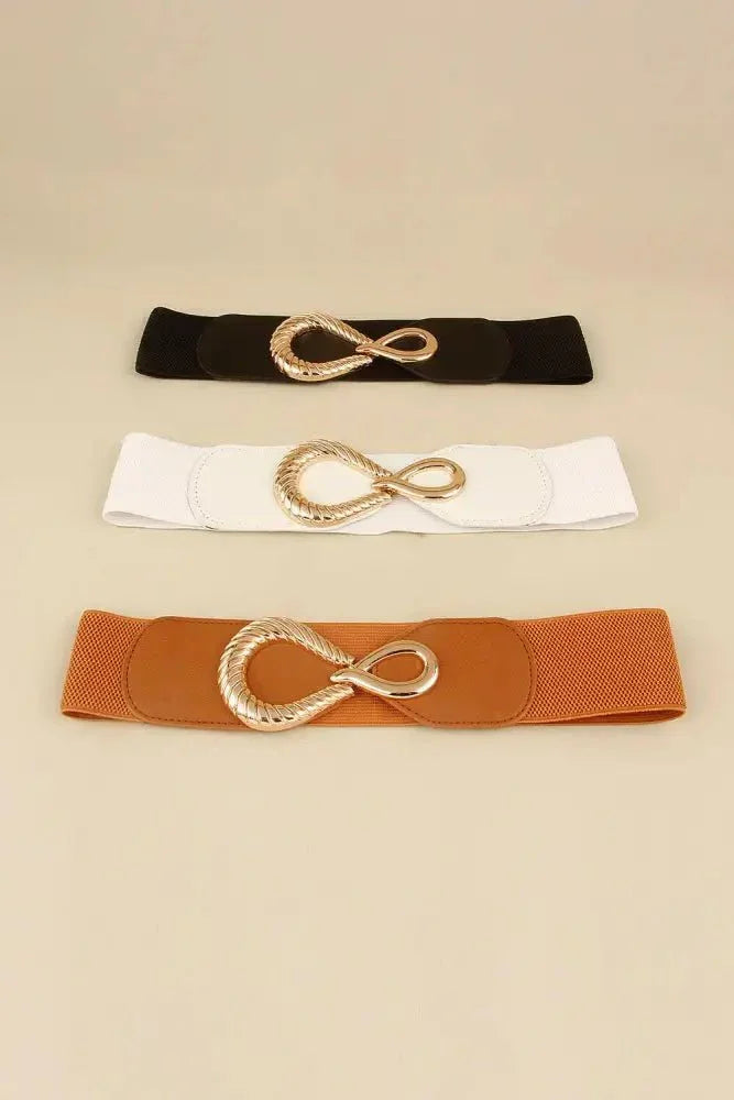 Ribbed Alloy Buckle Elastic Belt - Update AvenueTrendsi100100445638139100100445638139Ribbed Alloy Buckle Elastic BeltBlack