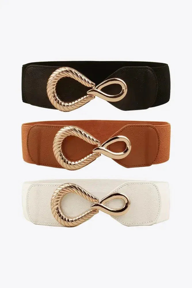 Ribbed Alloy Buckle Elastic Belt - Update AvenueTrendsi100100445638139100100445638139Ribbed Alloy Buckle Elastic BeltBlack