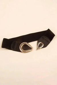 Ribbed Alloy Buckle Elastic Belt - Update AvenueTrendsi100100445638139100100445638139Ribbed Alloy Buckle Elastic BeltBlack