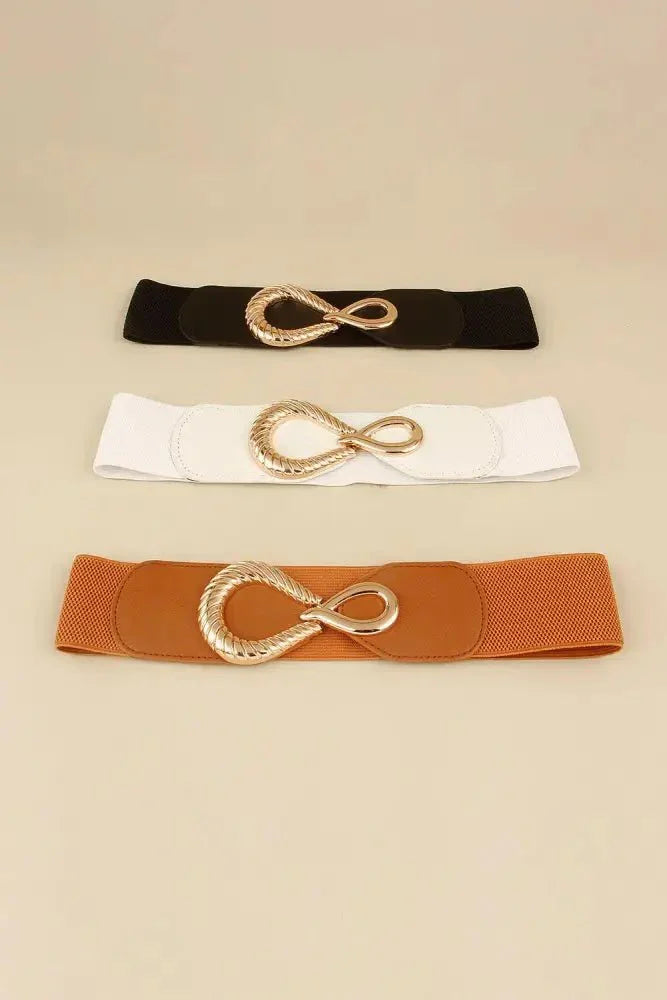 Ribbed Alloy Buckle Elastic Belt - Update AvenueTrendsi100100445638139100100445638139Ribbed Alloy Buckle Elastic BeltBlack