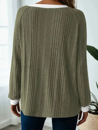 Ribbed Contrast Cuffed Round Neck Long Sleeve T Shirt - Update AvenueT-ShirtsTrendsi100100548014839100100548014839af8eda21aa64408e96c0334434ecb453 - Max - OriginMoss