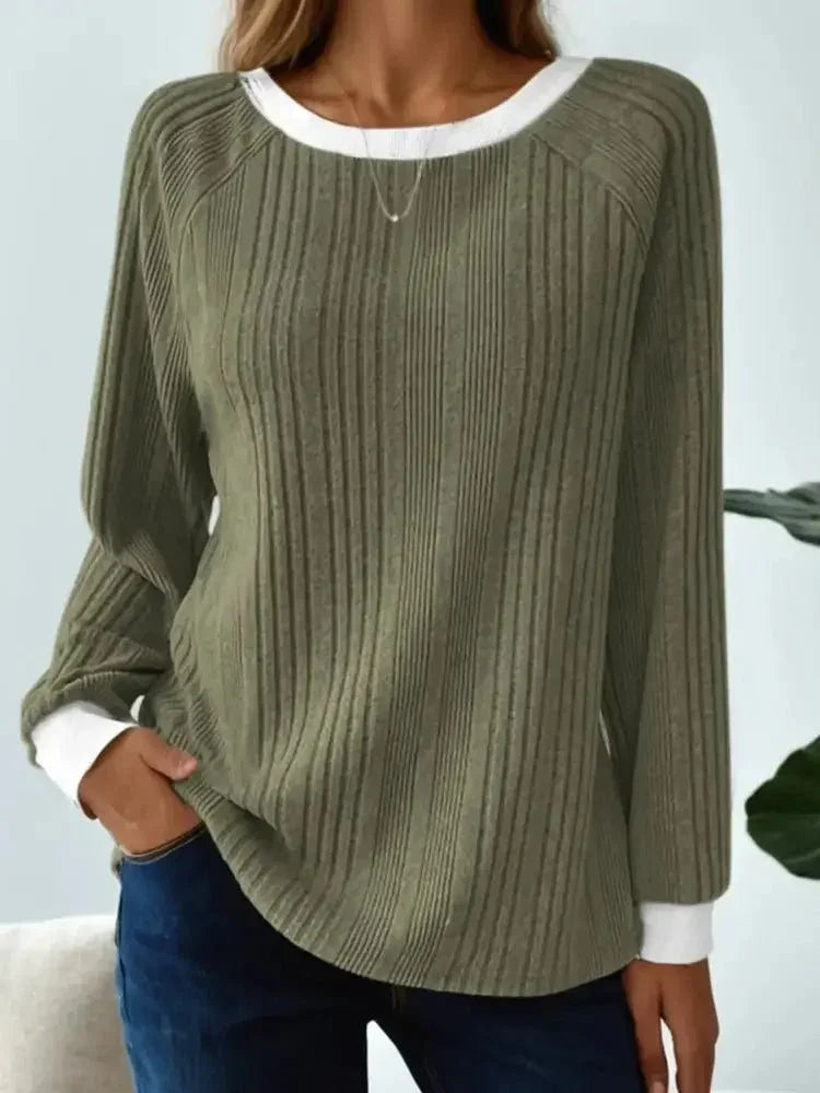 Ribbed Contrast Cuffed Round Neck Long Sleeve T Shirt - Update AvenueT-ShirtsTrendsi1001005480148391001005480148398b4257847b3e4c5883d61912c97f0a3a - Max - OriginMoss