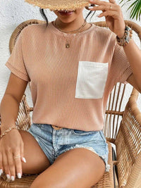 Ribbed Contrast Pocket T-Shirt - Update AvenueT-ShirtsTrendsi1001001791604311001001791604318d0ec96677c64332887a411f2afd6d8c - Max - OriginGinger Yellow