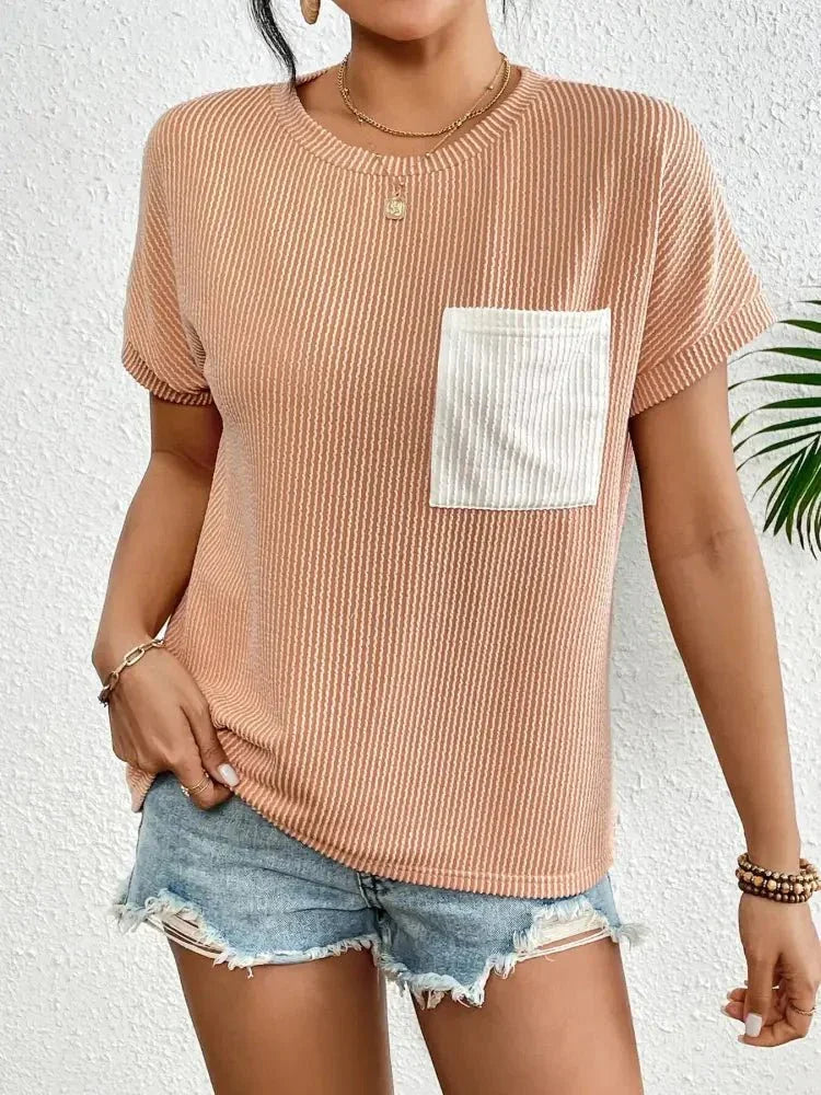 Ribbed Contrast Pocket T-Shirt - Update AvenueT-ShirtsTrendsi100100179160431100100179160431ac3f23df27854bfb95fe56459a5d30a2 - Max - OriginGinger Yellow